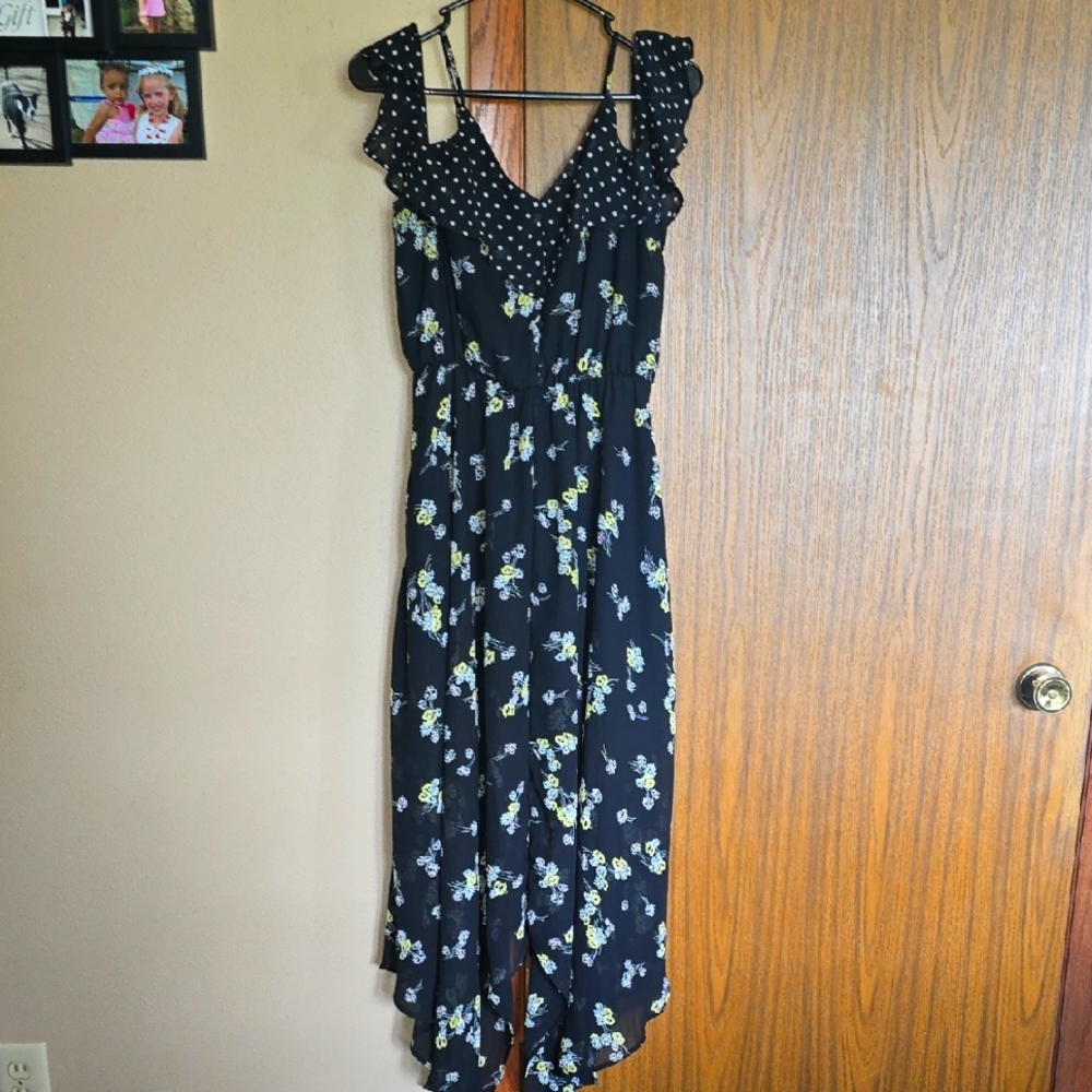 Maurices Black Floral High Low Dress
